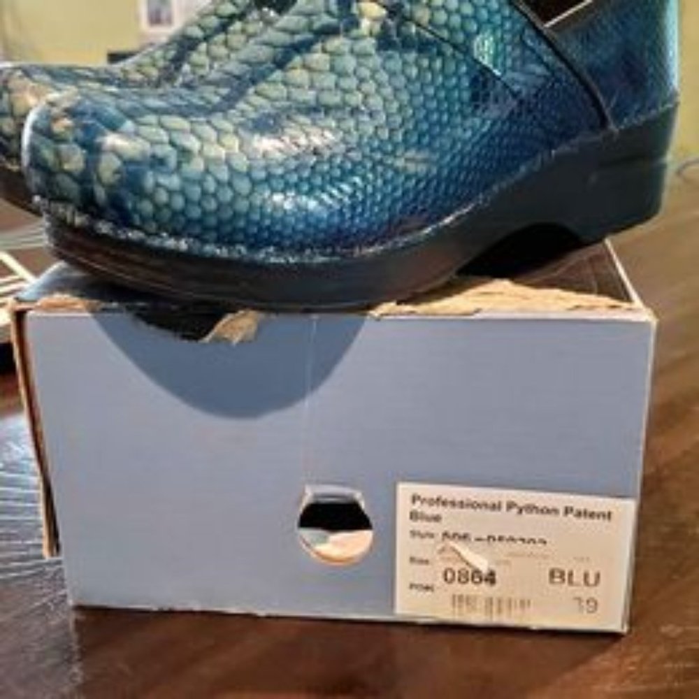 Dansko Professional Python Patent Clogs - Size 39 - image 1